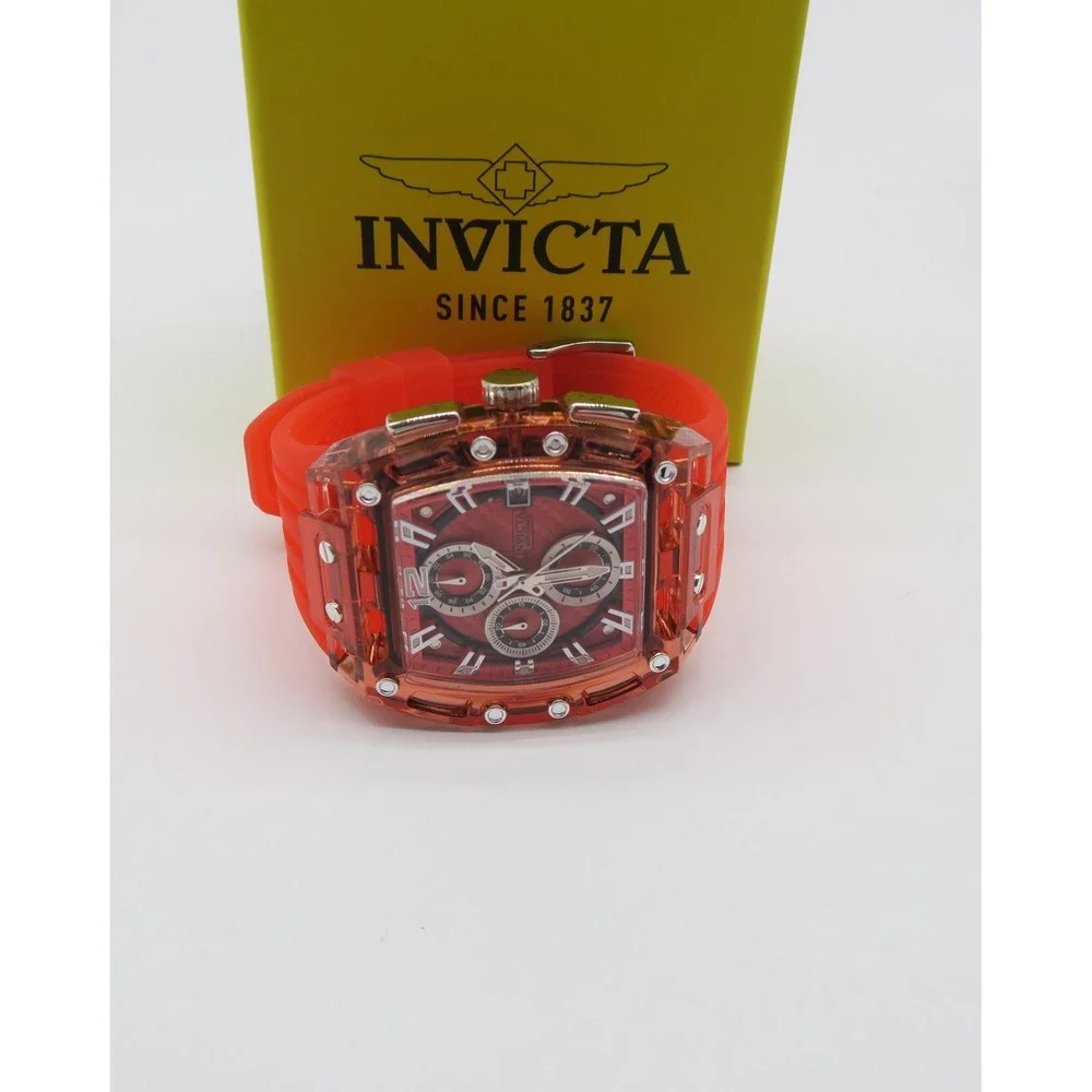 Invicta S1 Rally Mens Chronograph Watch 42mm Red Translucent Case 70142 New